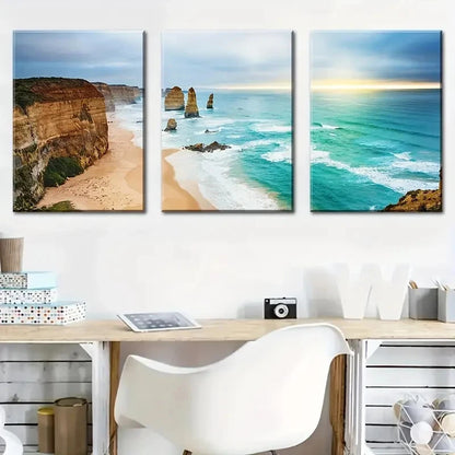 3pcs Seaside Beach Island Scenery Decoration Metal Print Ready to Hang Art