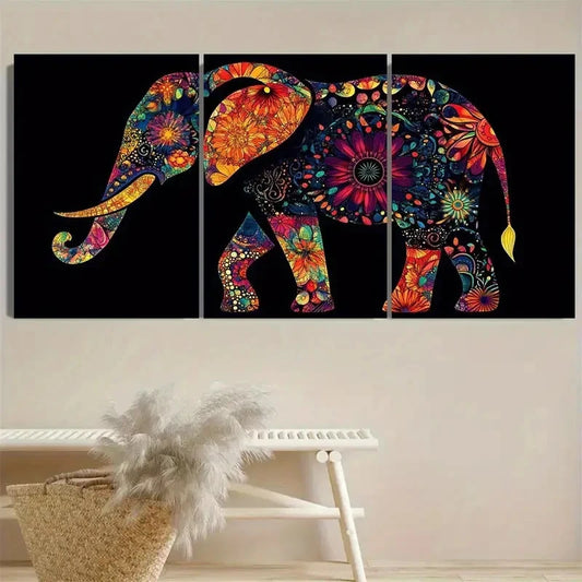 3pcs Colorful Floral & Geometric Wall Art Set Canvas Framed 40x60cm - High Quality Print 100% Australian Made Wall Canvas Ready to Hang