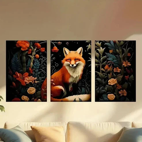 3pcs Fox in the Woods Wall Art Canvas Unframed – High Quality Print 100% Australian Made Wall Canvas