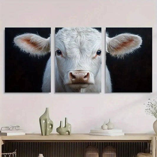 3pcs Rustic Cow Charming Farm Animal Metal Print Ready to Hang Art
