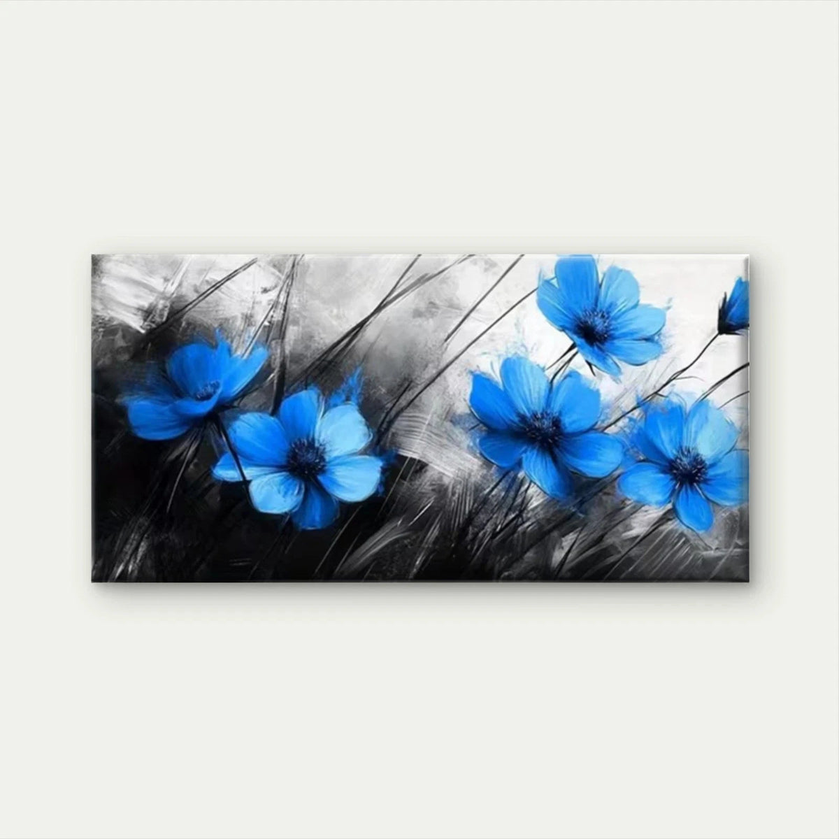 Petals & Brushstrokes Design Wall Art Canvas Office Home Room Framed 120x60cm