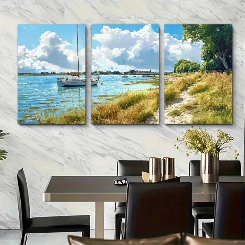 3pcs West Sussex Hampshire Coastal Landscape Metal Print Ready to Hang Art