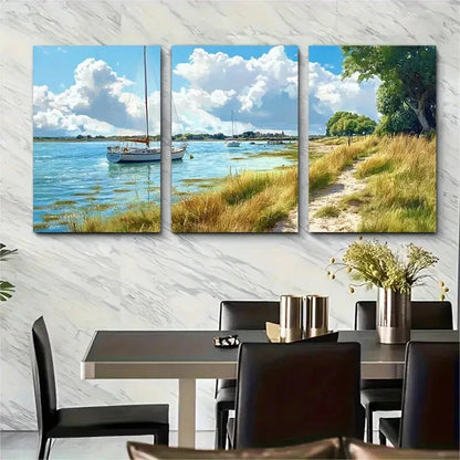 3pcs West Sussex Hampshire Coastal Landscape Metal Print Ready to Hang Art