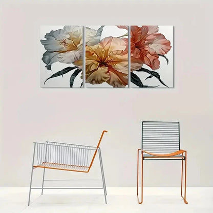 3pcs Modern Floral Painting Green Leaves Metal Print Ready to Hang Art