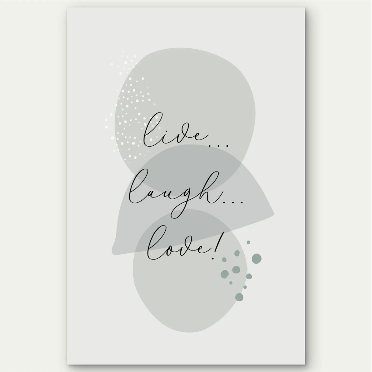 Live, Laugh, Love Quote Green Minimalist 40x60cm Metal Print Ready to Hang