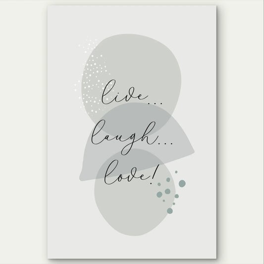 Live, Laugh, Love Quote Green Minimalist 40x60cm Metal Print Ready to Hang
