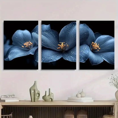 3pcs Abstract Black Flower Botanical Floral Metal Print Ready to Hang Art