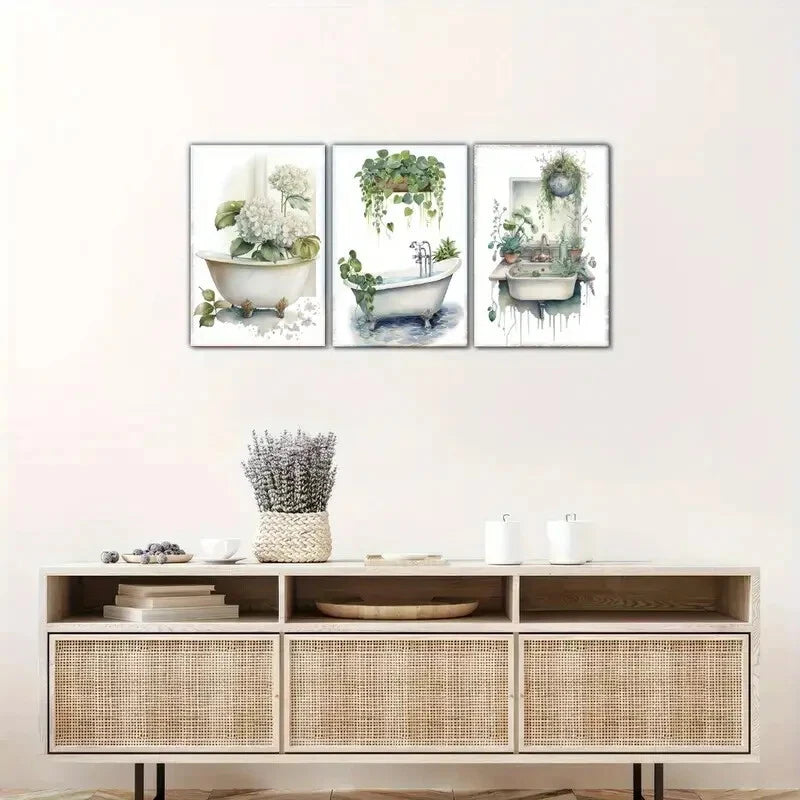3pcs Living Visual Language Hydrangea Floral Art Metal Print Ready to Hang Art