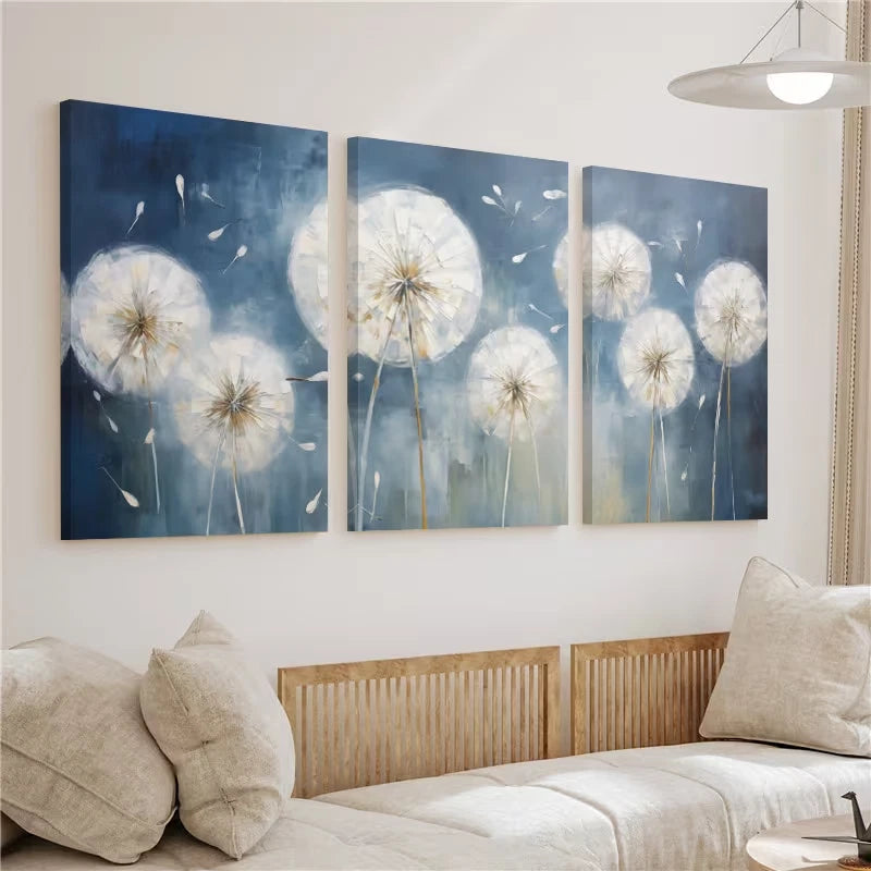 3pcs Abstract Dandelions Luxury Floral Wall Art Set Canvas Framed 40x60cm - High Quality Print 100% Australian Made Wall Canvas Ready to Hang