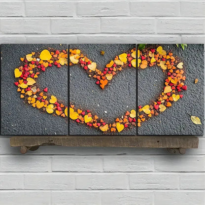 3pcs Love Made of Leaves Golden Metal Print Ready to Hang Art