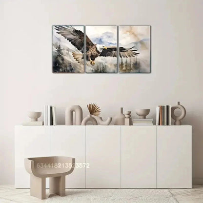 3pcs Bald Eagle Art Posters Animal Oil Painting Metal Print Ready to Hang Art