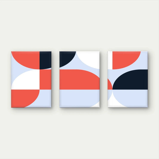 3pcs Modern Geometric Abstract Pattern Neutral Wall Art Set Canvas Framed 40x60cm - High Quality Print 100% Australian Made Wall Canvas Ready to Hang