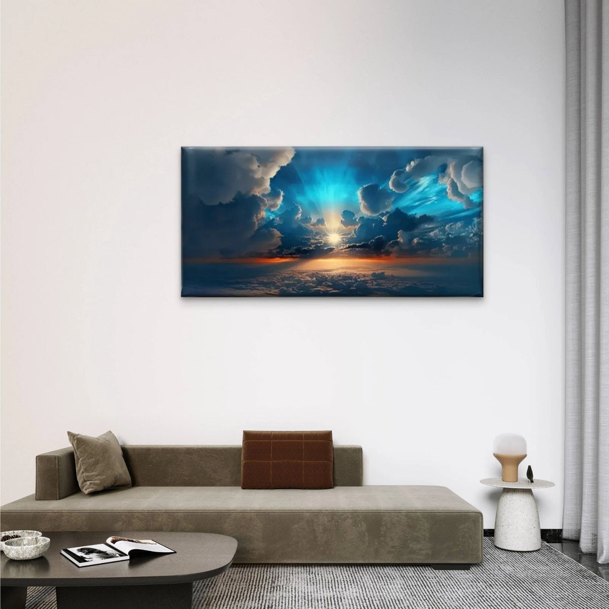 Clouds Sunny Beautiful Sky Wall Art Canvas Office Home Room Framed 120x60cm
