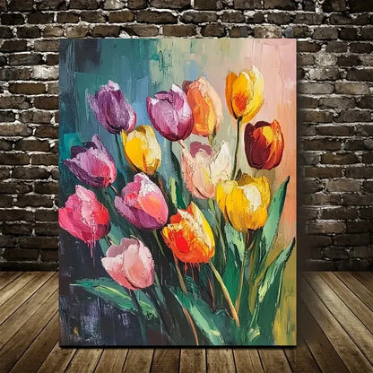 Vibrant Tulip Painting  40x60cm Metal Print Ready to Hang
