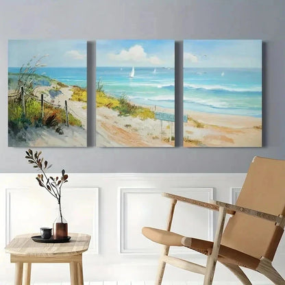 3pcs Ocean Seaside Wall Art Canvas Wall Art Set Canvas Framed 40x60cm - High Quality Print 100% Australian Made Wall Canvas Ready to Hang