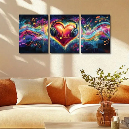 3pcs Mind Listening to Music Design Metal Print Ready to Hang Art