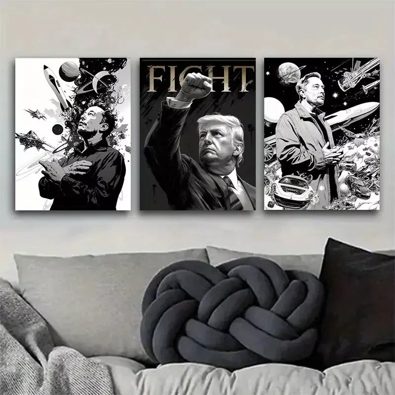 3pcs Trendy Celebrities Black And White Art Set Canvas Framed 50x70cm -  High Quality Print 100% Australian Made Wall Canvas Ready to Hang