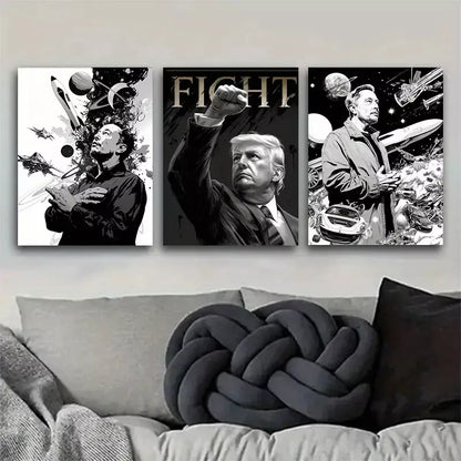 3pcs Trendy Celebrities Black And White Art Set Canvas Framed 50x70cm -  High Quality Print 100% Australian Made Wall Canvas Ready to Hang