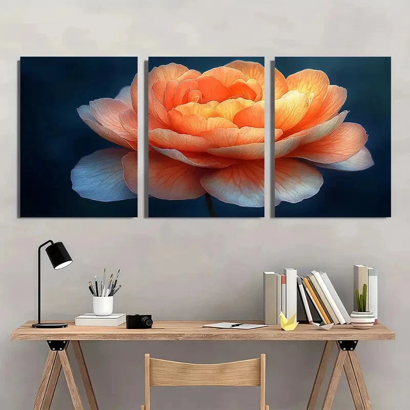 3pcs Vibrant Begonia Flower Prints Metal Print Ready to Hang Art