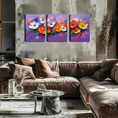 3pcs Vibrant Watercolor Floral Design Perfect Wall Art Set Canvas Framed 40x60cm - High Quality Print 100% Australian Made Wall Canvas Ready to Hang