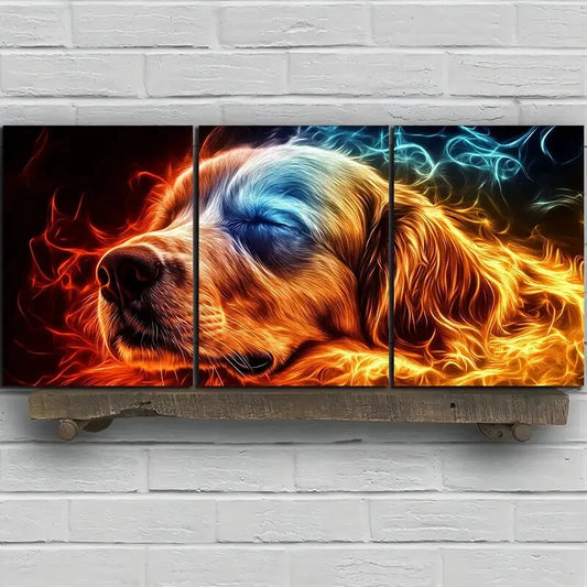 3pcs Featuring Dogs in The Fields Metal Print Ready to Hang Art