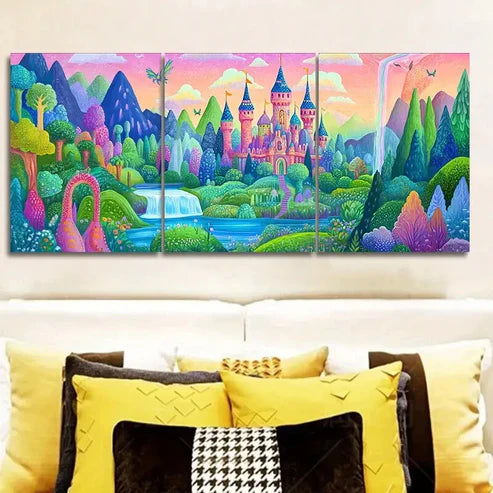 3pcs Charming Old Castle Wall Art Set Canvas Unframed - High Quality Print 100% Australian Made Wall Canvas