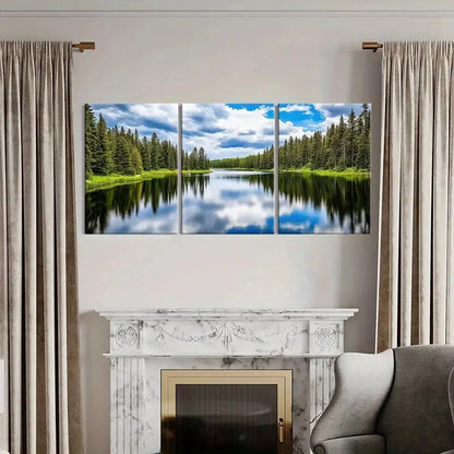 3pcs Nature Landscape Art Lakeside Serene Metal Print Ready to Hang Art