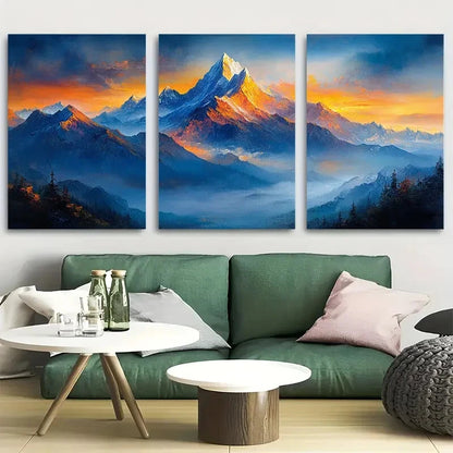 3pcs Annapurna III Mountain Nepal Travel Design Metal Print Ready to Hang Art