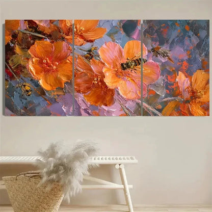 3pcs Honeybee Colorful Nursery Wall Art Set Canvas Framed 40x60cm - High Quality Print 100% Australian Made Wall Canvas Ready to Hang