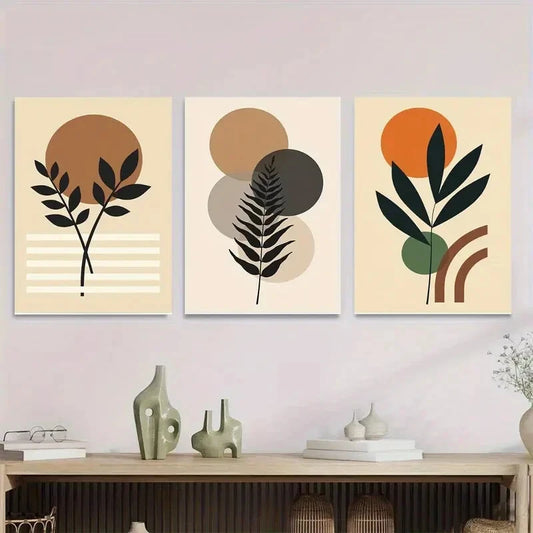 3pcs Modern Abstract Botanical Minimalist Plant Metal Print Ready to Hang Art