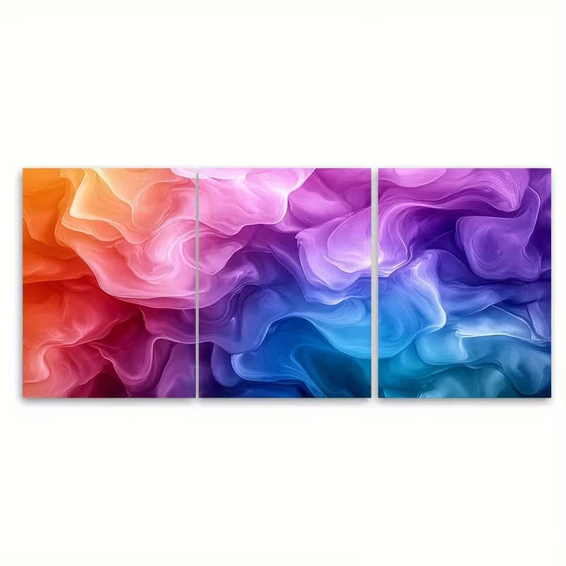 3pcs Abstract Alcohol Ink Metal Print Ready to Hang Art