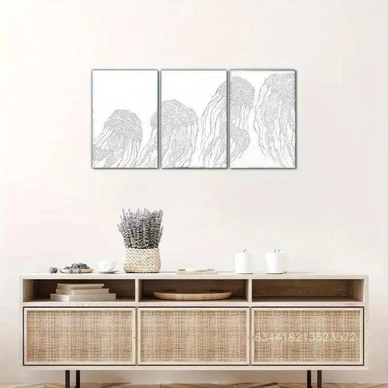3pcs Jellyfish Print Coastal Beach art decor Metal Print Ready to Hang Art