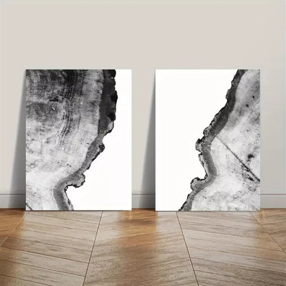 2pcs Modern Nordic Tree Rings Elegant Black & White Abstract Canvas Framed 50x75cm - High Quality Print 100% Australian Made Wall Canvas Ready to Hang - Bella Home Decor