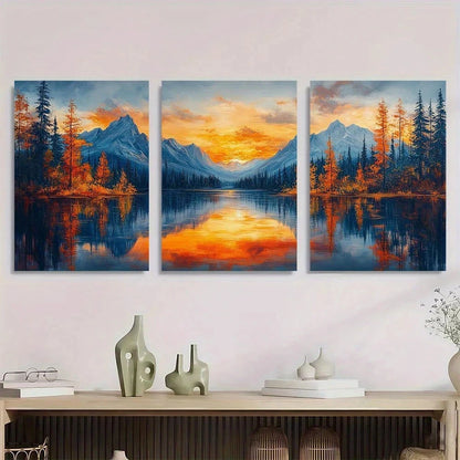 3pcs Scenic Adults Vibrant Nature Mountain Metal Print Ready to Hang Art