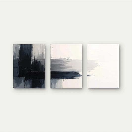 3pcs Minimalist Monochrome Grey Black Abstract Wall Art Set Canvas Framed 60x90cm - High Quality Print 100% Australian Made Wall Canvas Ready to Hang