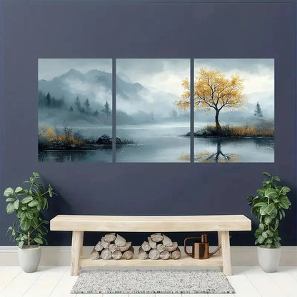 3pcs Minimalist Landscape Neutral Nature Painting Metal Print Ready to Hang Art