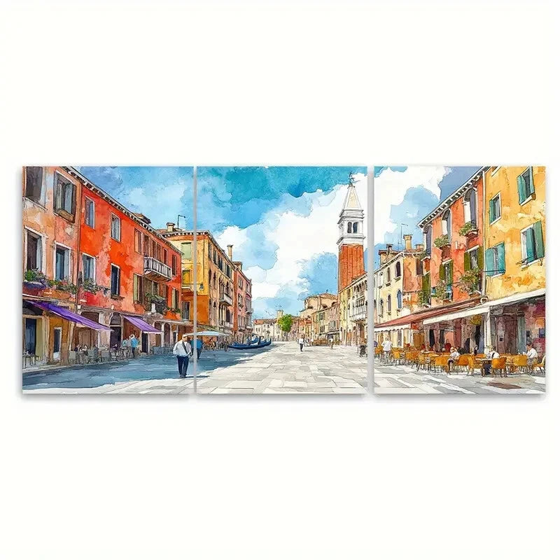 3pcs Travel-Inspired Cityscape Italian Scenery Metal Print Ready to Hang Art