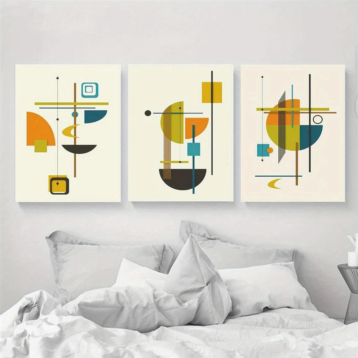 3pcs Mid Century Modern Creative Metal Print Ready to Hang Art