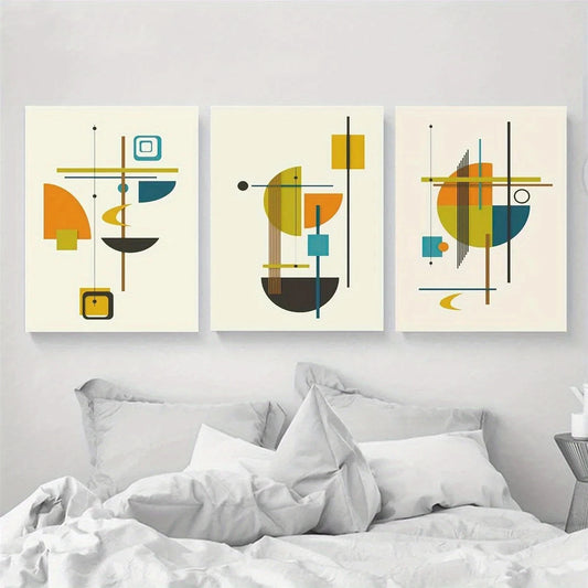 3pcs Mid Century Modern Creative Metal Print Ready to Hang Art