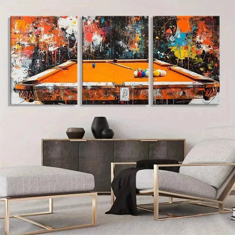 3pcs Abstract Billiards Pool Table Club Perfect Wall Art Set Canvas Framed 40x60cm - High Quality Print 100% Australian Made Wall Canvas Ready to Hang