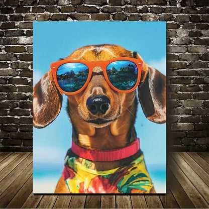 Beautiful Modern Dachshund suitable Painting 40x60cm Metal Print Ready to Hang