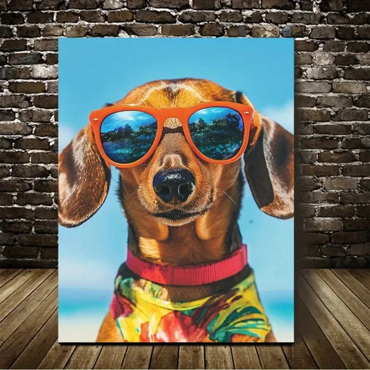 Beautiful Modern Dachshund suitable Painting 40x60cm Metal Print Ready to Hang