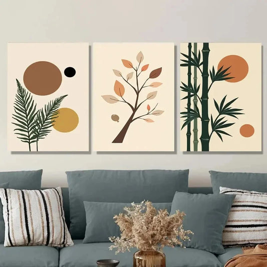 3pcs Modern Abstract Botanical Minimalist Metal Print Ready to Hang Art