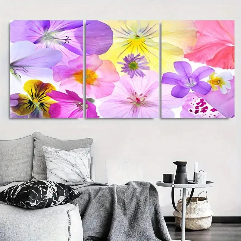 3pcs Colourful Floral Fancy Watercolor Metal Print Ready to Hang Art