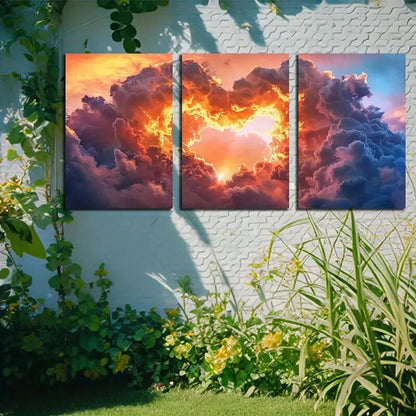 3pcs Vibrant Heart-shaped Cloud Design Metal Print Ready to Hang Art