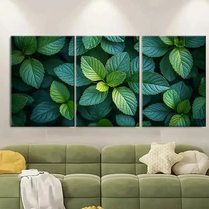 3pcs Tranquil Green Foliage TI Wall Art Set Canvas Framed 50x70cm - High Quality Print 100% Australian Made Wall Canvas Ready to Hang