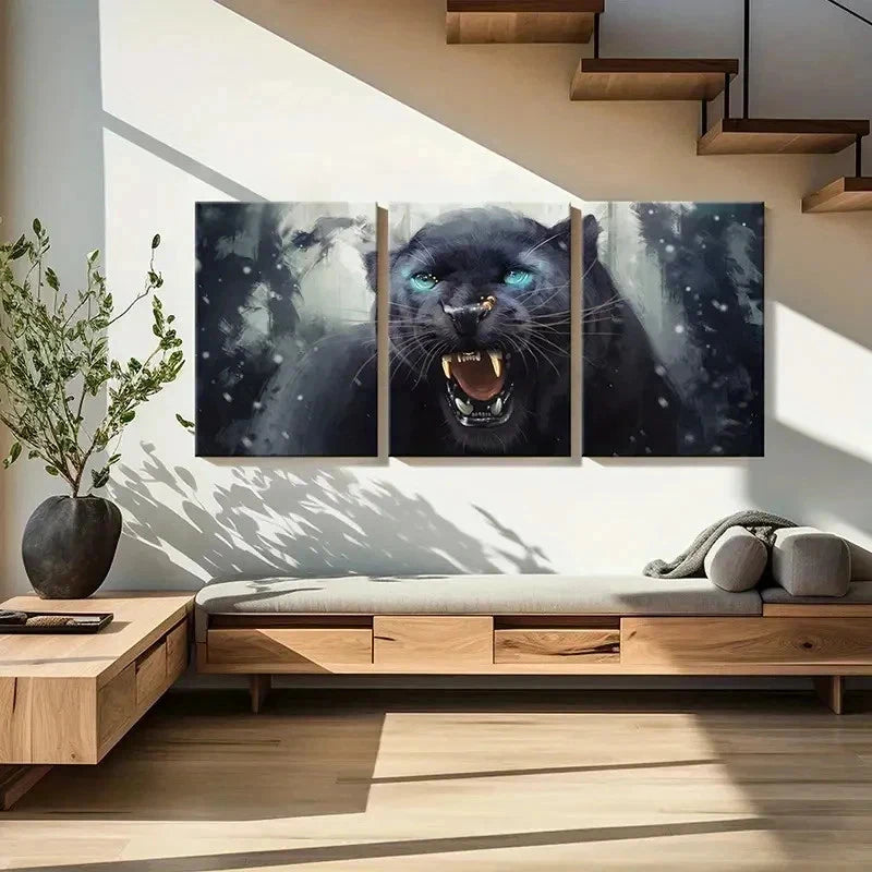3pcs Leopard Panther Art Painting Wall Art Set Canvas Framed 40x60cm - High Quality Print 100% Australian Made Wall Canvas Ready to Hang