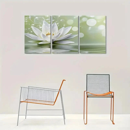 3pcs Serene for Lotus Flower Botanical Metal Print Ready to Hang Art