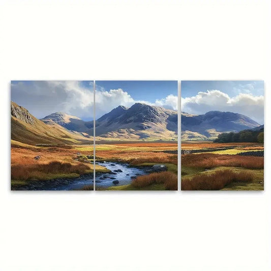 3pcs Scafell Pike Corridor Route Scenic Design Petal Wall Art Set Canvas Framed 40x60cm - High Quality Print 100% Australian Made Wall Canvas Ready to Hang