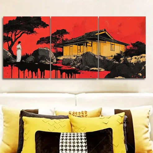 3pcs Ancient buildings, Wall Art Set Canvas Unframed - High Quality Print 100% Australian Made Wall Canvas